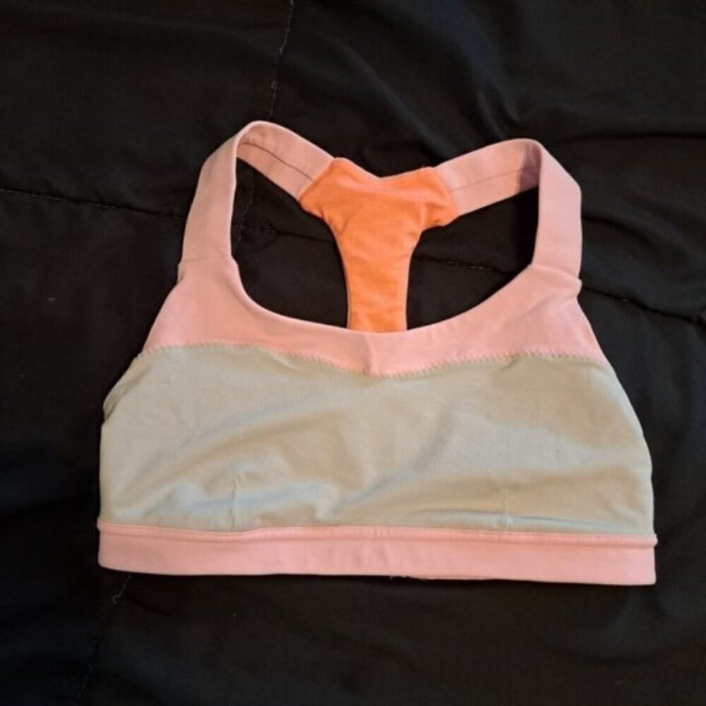 Lululemon pinkgray/coral racerback size 4 bra